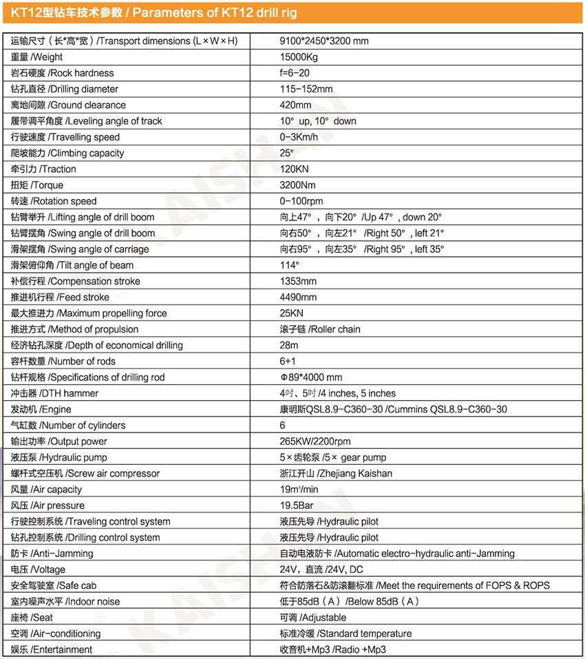 KT12型一體式露天潛孔鉆車