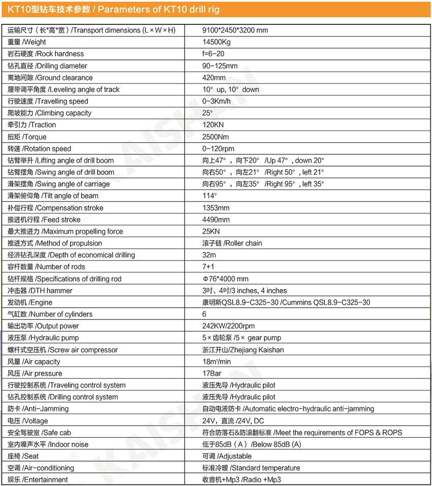 KT10型一體式露天潛孔鉆車